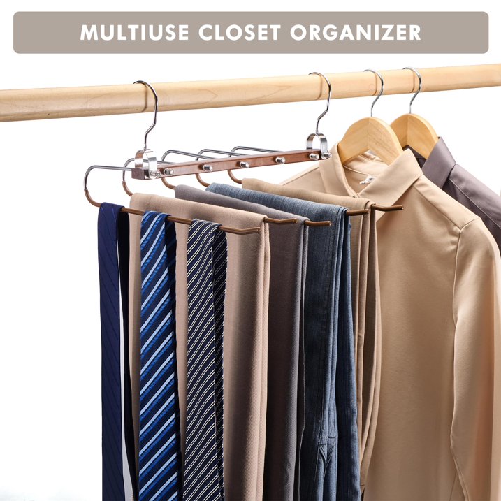 HOUSE DAY Pants Hangers Space Saving - 3 Pack, Scarf Organizer for Closet - Trouser Hangers Scarf Hanger Closet Space Saving Hangers - Pants Organizer Hanger Space Saver Closet Hangers