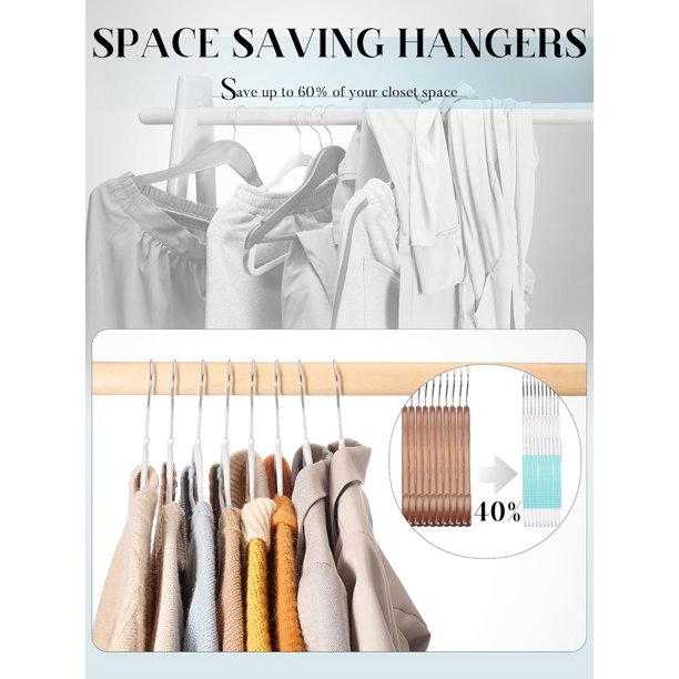 HOUSE DAY 50 Pack Coat Hangers Heavy-Duty 360° Swivel Hook Plastic Hangers with Non-Slip Design Space-Saving Light