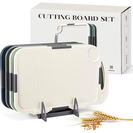 Cutting Boards for Kitchen Set of 4, Wheat Straw PP Plastic Chopping Board Dishwasher Safe, BPA Free, Non Slip