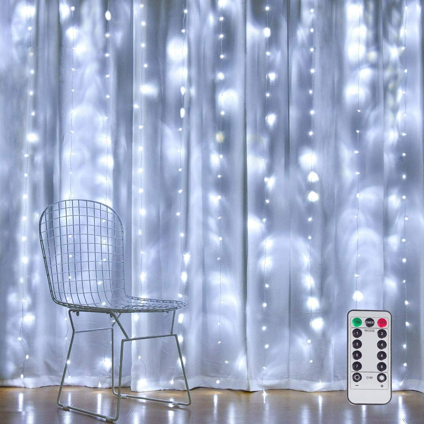 Metronic Fairy Lights 300LED Fairy Lights for Bedroom, 9.8 X 9.8ft Christmas Light Indoor Warm Curtain Lights Indoor, 8 Modes String Lights with Remote Led Lights for Bedroom