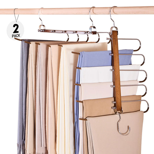 HOUSE DAY Pants Hangers Space Saving - 3 Pack, Scarf Organizer for Closet - Trouser Hangers Scarf Hanger Closet Space Saving Hangers - Pants Organizer Hanger Space Saver Closet Hangers