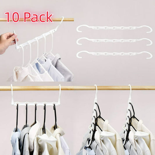 HOUSE DAY Plastic Space Saving Hangers, Hanger Organizer, Closet Organizer, 10 Pack, White