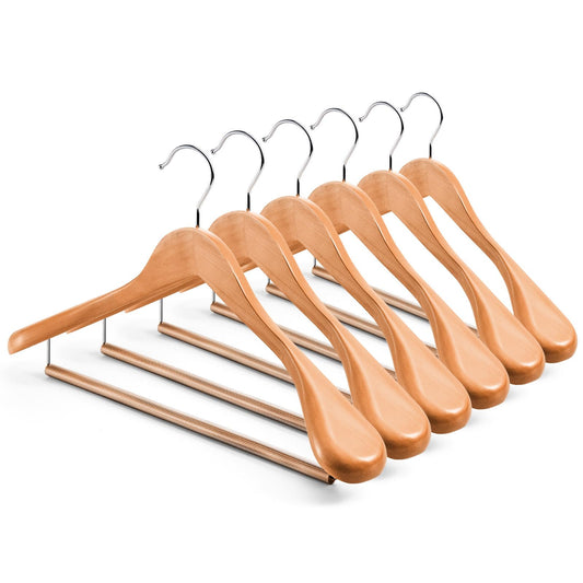 HOUSE DAY Wide Shoulder Wooden Hangers, Wood Suit Hangers with Non Slip Pant Holder