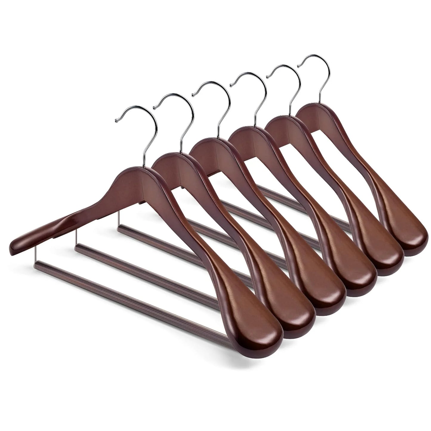 HOUSE DAY Wide Shoulder Wooden Hangers, Wood Suit Hangers with Non Slip Pant Holder