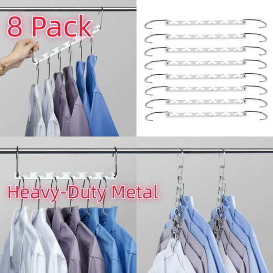 Metronic Space Saving Hangers, Metal Hanger Organizer, Heavy-Duty Clothes Hangers, 8 Pack, Steel