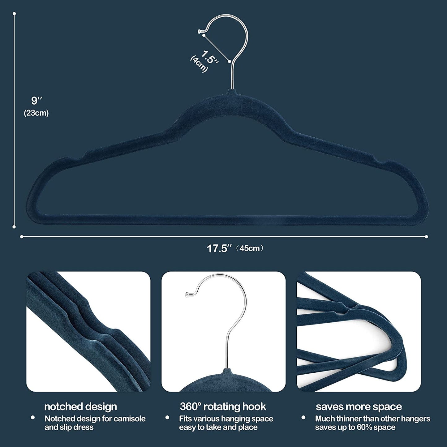 HOUSE DAY Velvet Hangers 60 Pack, Premium Clothes Hangers Non-Slip Felt Hangers, Sturdy Hangers Heavy Duty Coat Hangers, Durable Suit Hangers for Space Saving, No Hanger Marks 360 Rotating Hook