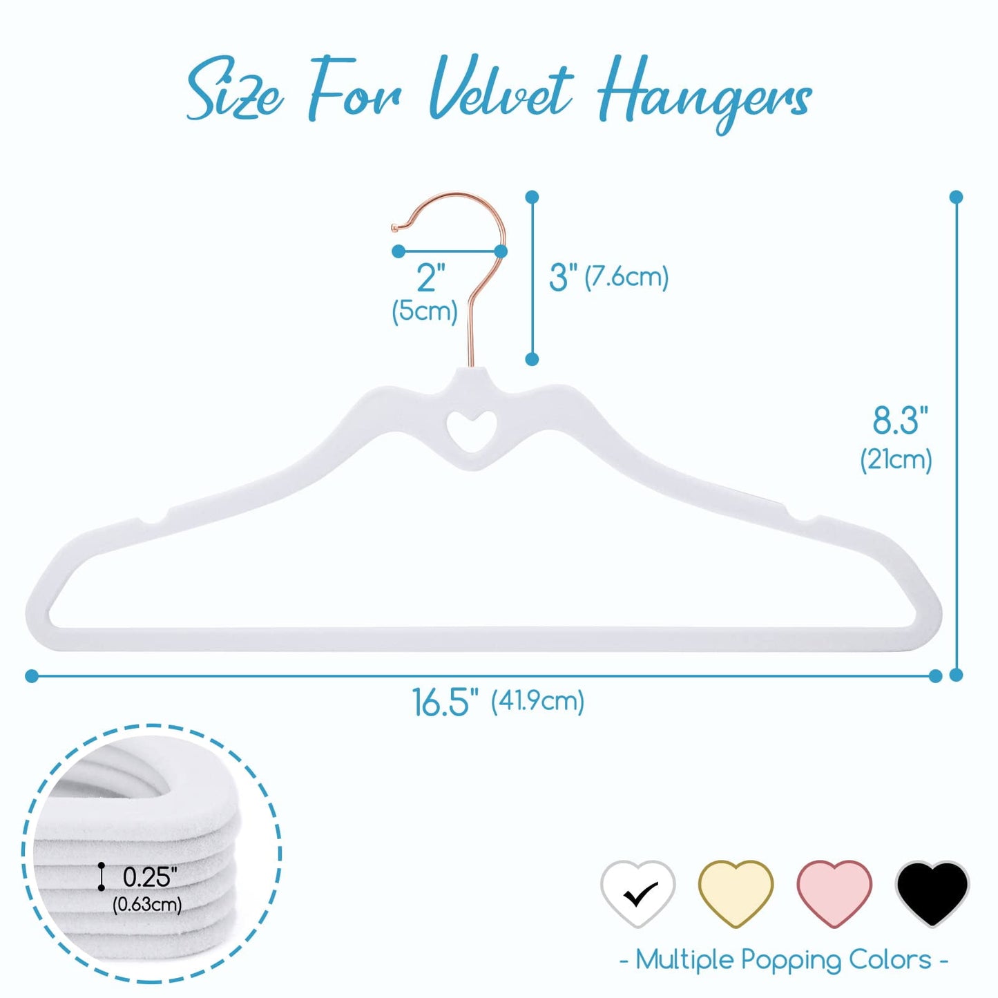 HOUSE DAY Velvet Hangers 60 Pack, Non Slip Flocked Felt Hangers, Sturdy Velvet Clothes Hangers, Cute Heart Hangers, Ultra Slim Hangers for Closet Space Saving