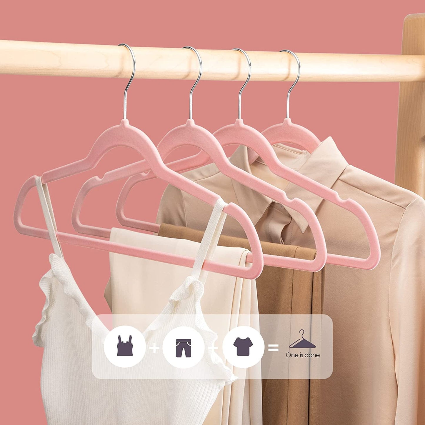 HOUSE DAY Velvet Hangers 60 Pack, Premium Clothes Hangers Non-Slip Felt Hangers, Sturdy Hangers Heavy Duty Coat Hangers, Durable Suit Hangers for Space Saving, No Hanger Marks 360 Rotating Hook