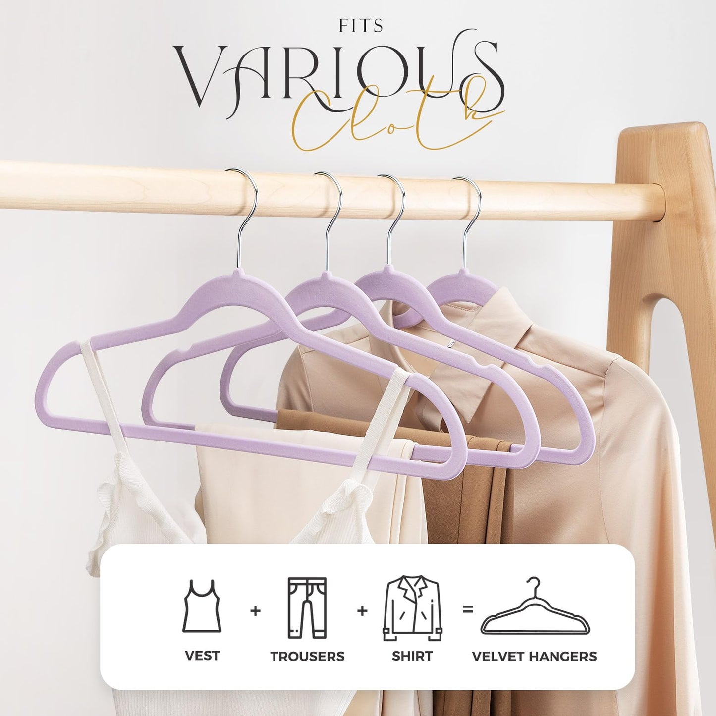 HOUSE DAY Velvet Hangers 60 Pack, Premium Clothes Hangers Non-Slip Felt Hangers, Sturdy Hangers Heavy Duty Coat Hangers, Durable Suit Hangers for Space Saving, No Hanger Marks 360 Rotating Hook