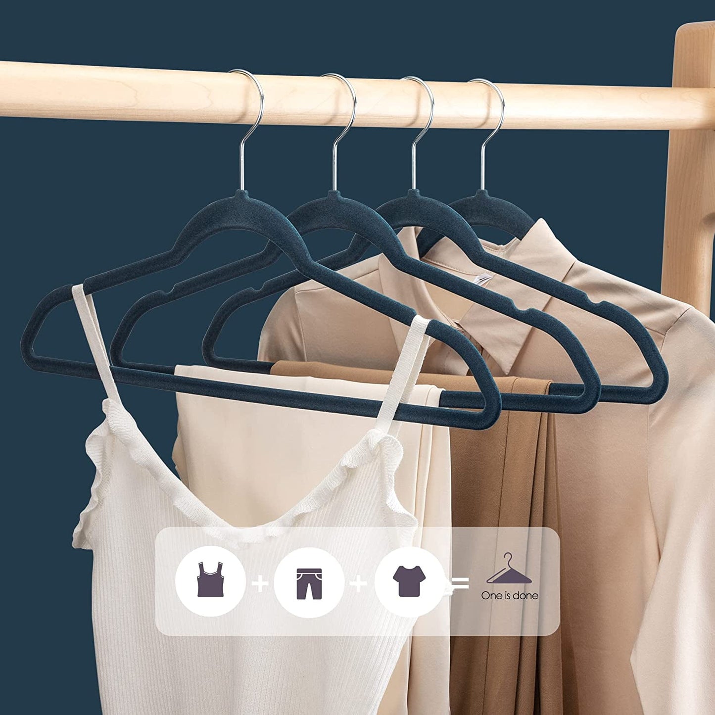 HOUSE DAY Velvet Hangers 60 Pack, Premium Clothes Hangers Non-Slip Felt Hangers, Sturdy Hangers Heavy Duty Coat Hangers, Durable Suit Hangers for Space Saving, No Hanger Marks 360 Rotating Hook