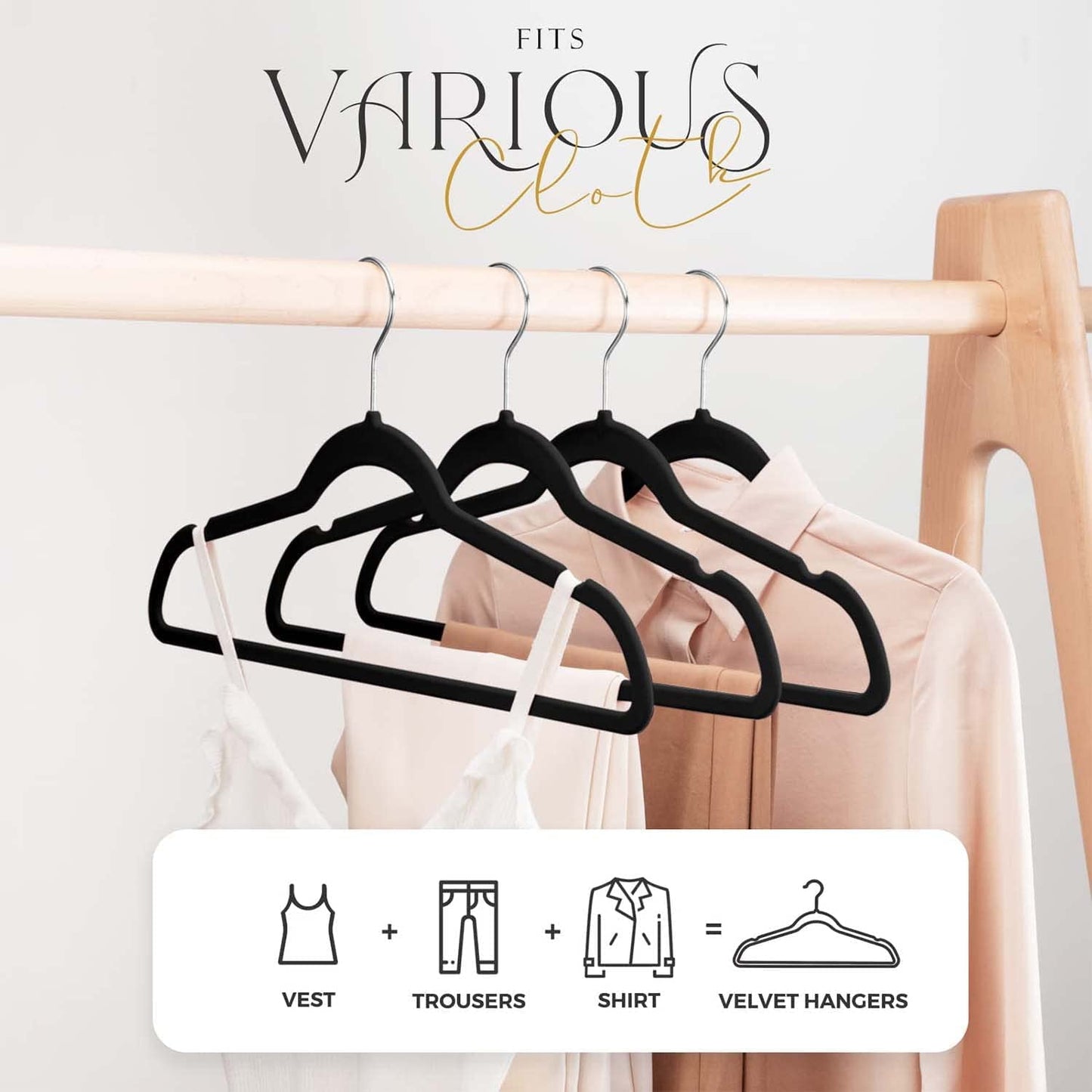 HOUSE DAY Velvet Hangers 60 Pack, Premium Clothes Hangers Non-Slip Felt Hangers, Sturdy Hangers Heavy Duty Coat Hangers, Durable Suit Hangers for Space Saving, No Hanger Marks 360 Rotating Hook